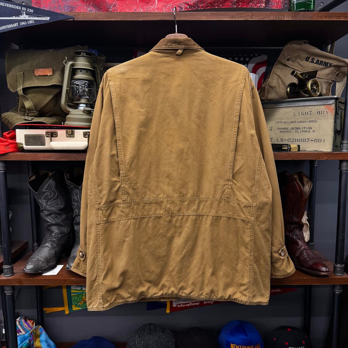 90s USA 코듀로이 카라 체크 라이닝 워크 헌팅 초어 자켓 상품이미지2