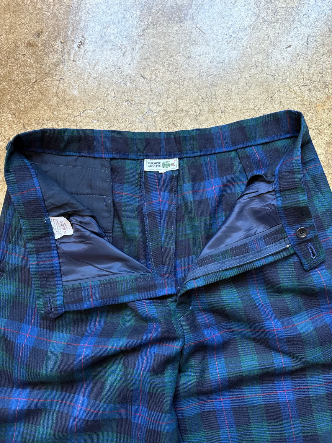 80s 슈미즈 라코스테 투턱 울 체크 슬랙스 상품이미지3