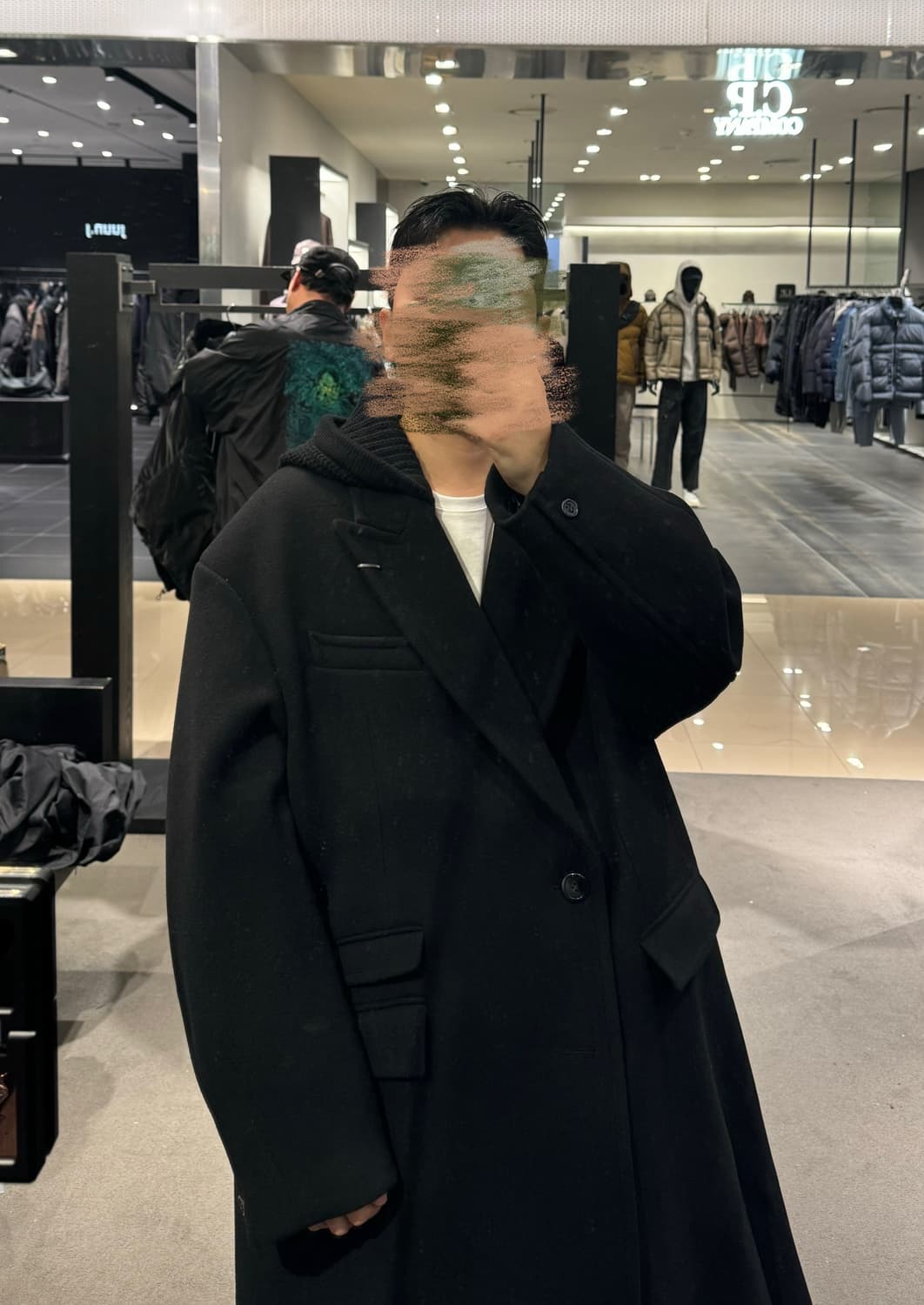 송지오옴므 24FW 옴므 니트후드 피크드 코쿤 코트 상품이미지4