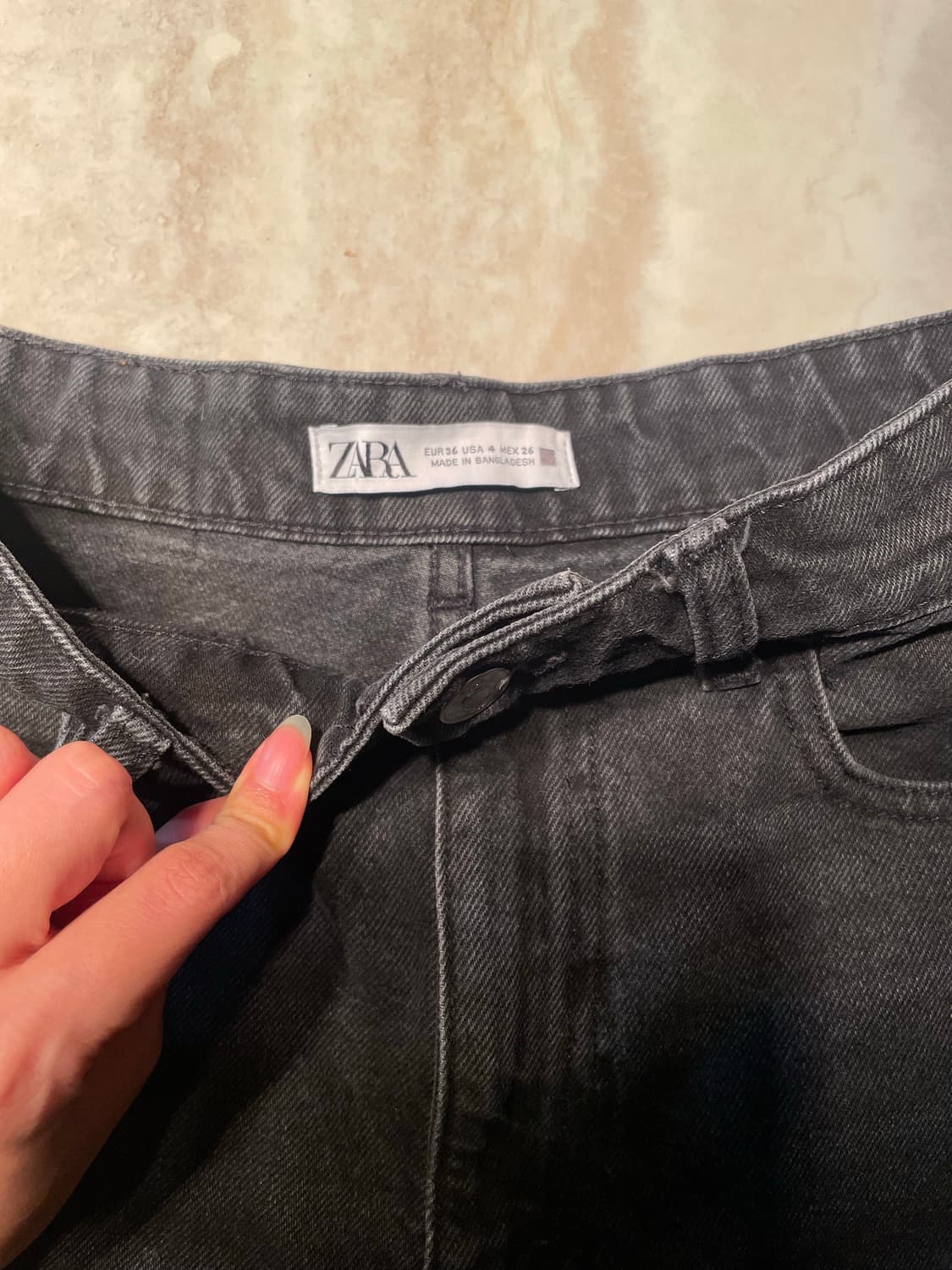 ZARA 자라 블랙 데님 숏팬츠 흑청 반바지 상품이미지3