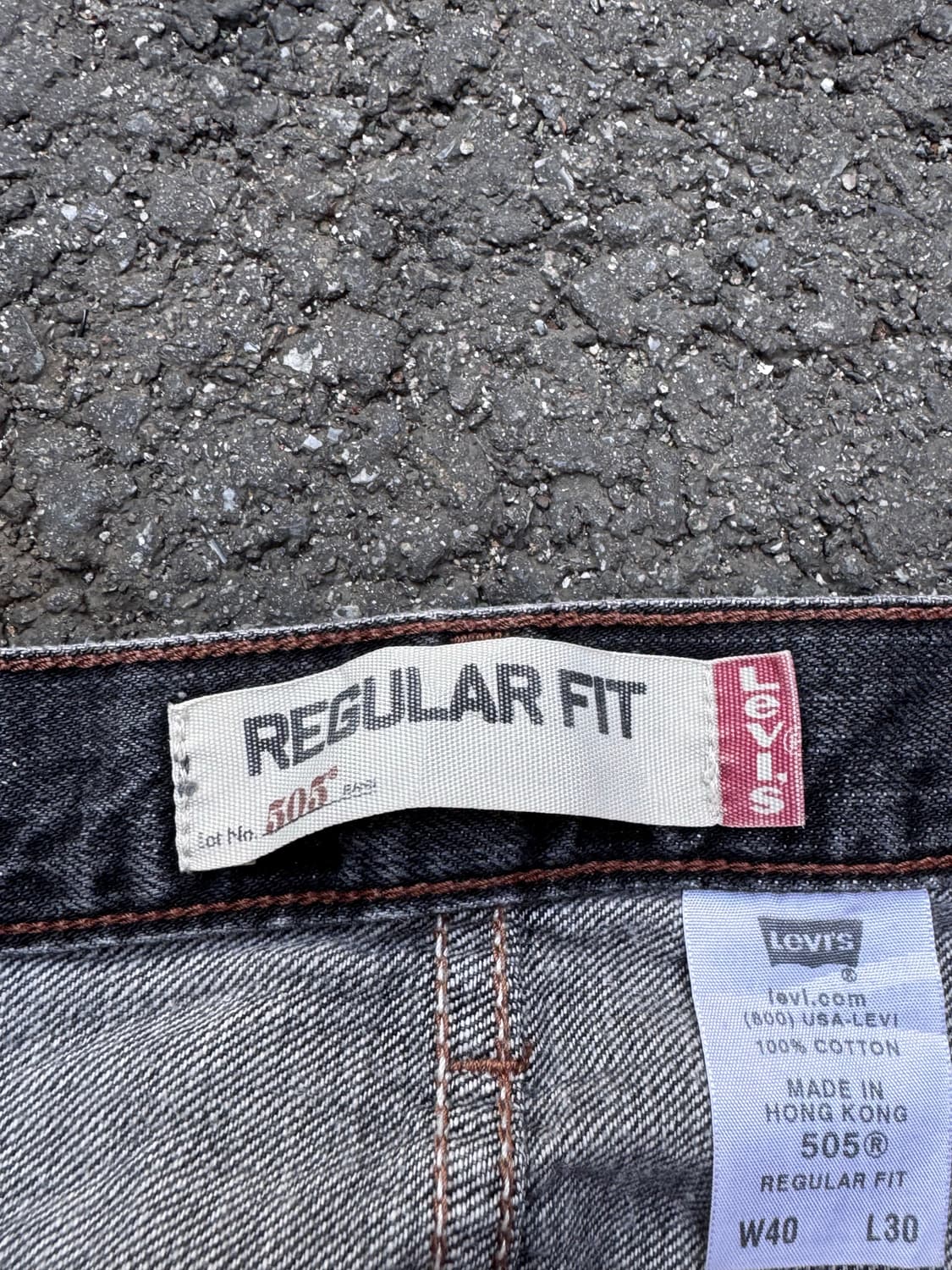 리바이스 505 워싱 레귤러 흑청 데님팬츠 (40Size)  상품이미지5