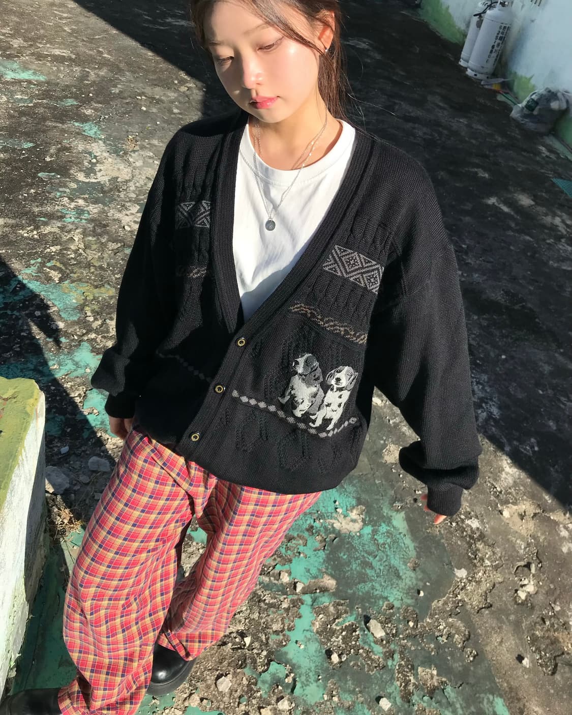 퍼피 자수 가디건  상품이미지1