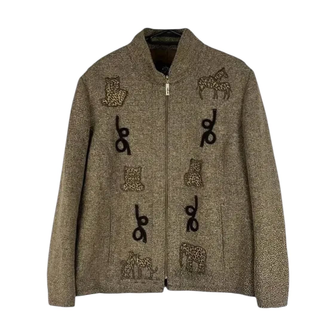Brown Animal-Embroidery Wool Jacket 상품이미지1