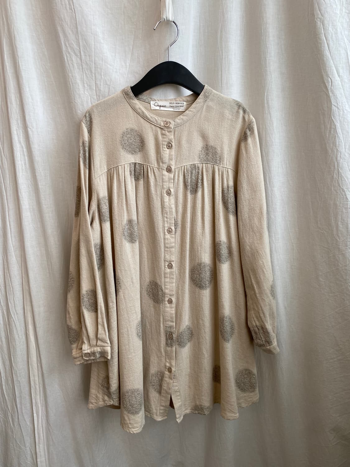 베이지 면 롱블라우스(M-L) 상품이미지1