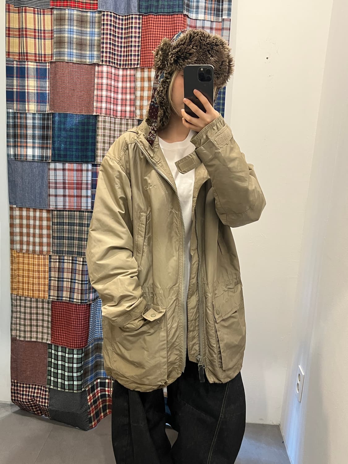 폴로 카키베이지 롱 바람막이 상품이미지5