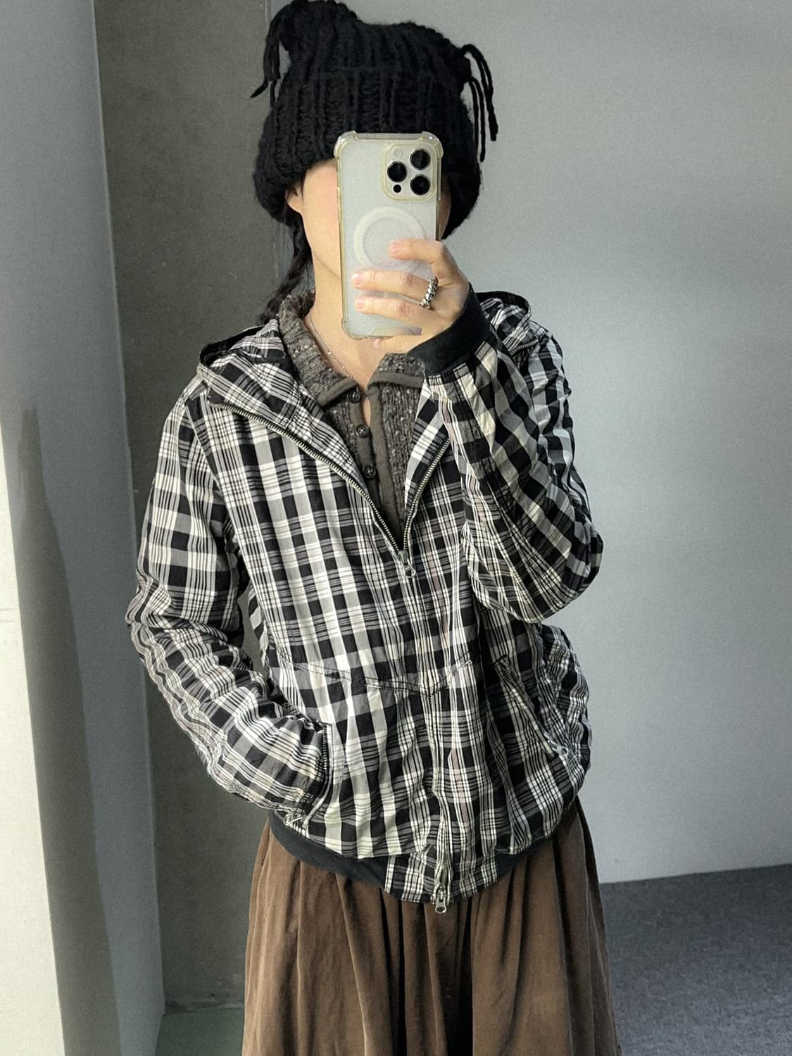 hare check hd cotton 2way zip jacket 상품이미지3