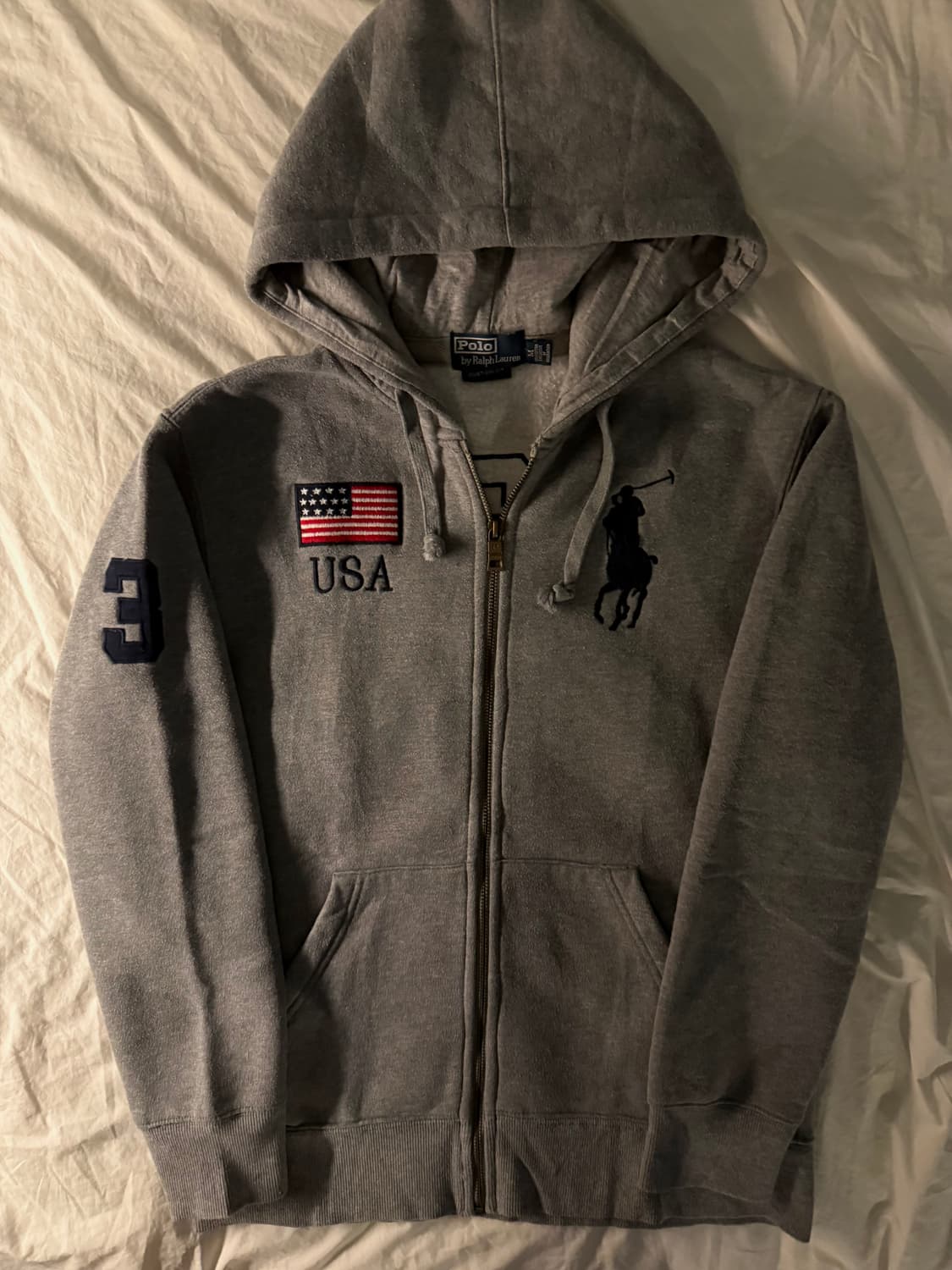 폴로 빅포니 성조기 후드집업 다크그레이 상품이미지2