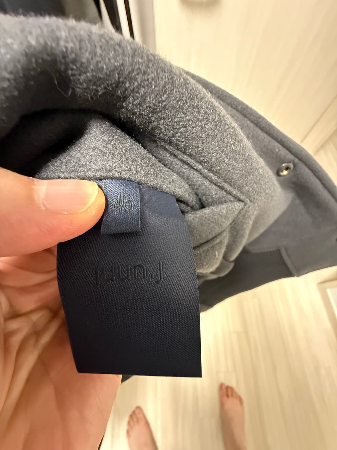 24fw준지 레더 슬리브 바시티 점퍼 - 그레이 46 상품이미지7