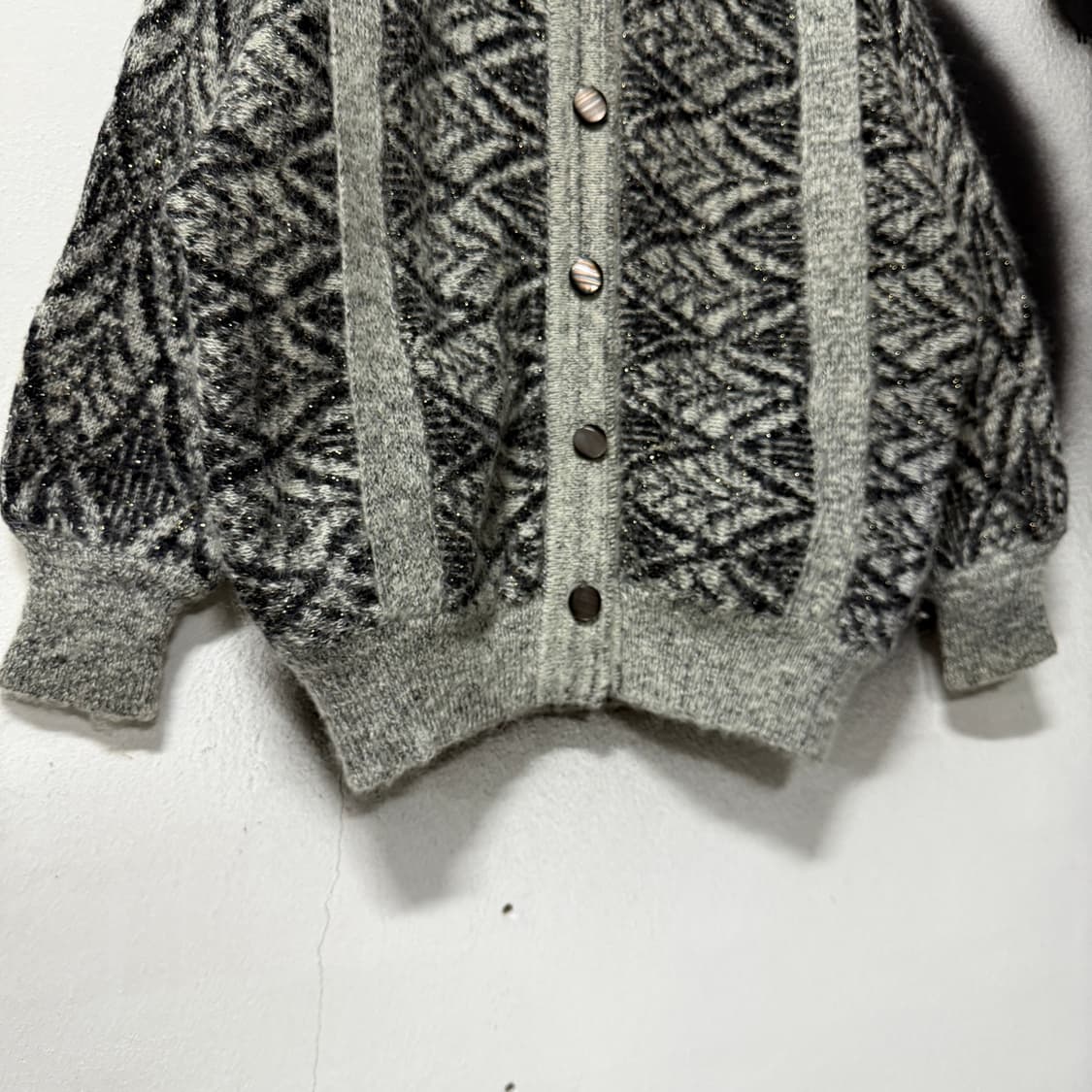 VTG 빈티지 리프 패턴 울 혼방 모헤어 가디건 상품이미지4