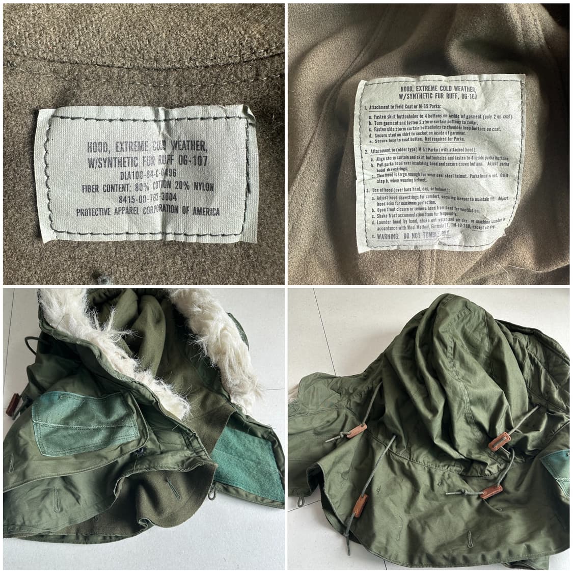 오리지널 M65 피쉬테일 파카 풀셋 (S-R/72년산) 상품이미지10