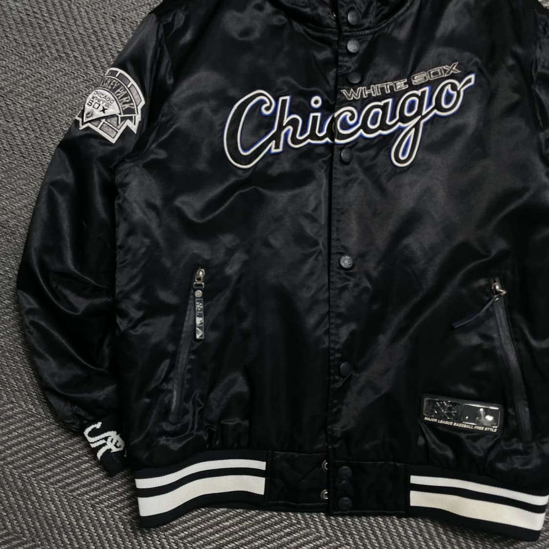 00s MLB 올드스쿨 화이트 삭스 빅로고 바시티 후디 자켓y 5219 상품이미지4