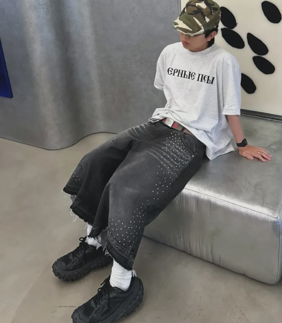 노쿨러스 와이드 데님 쇼츠 다크 그레이 비디드 2 상품이미지1