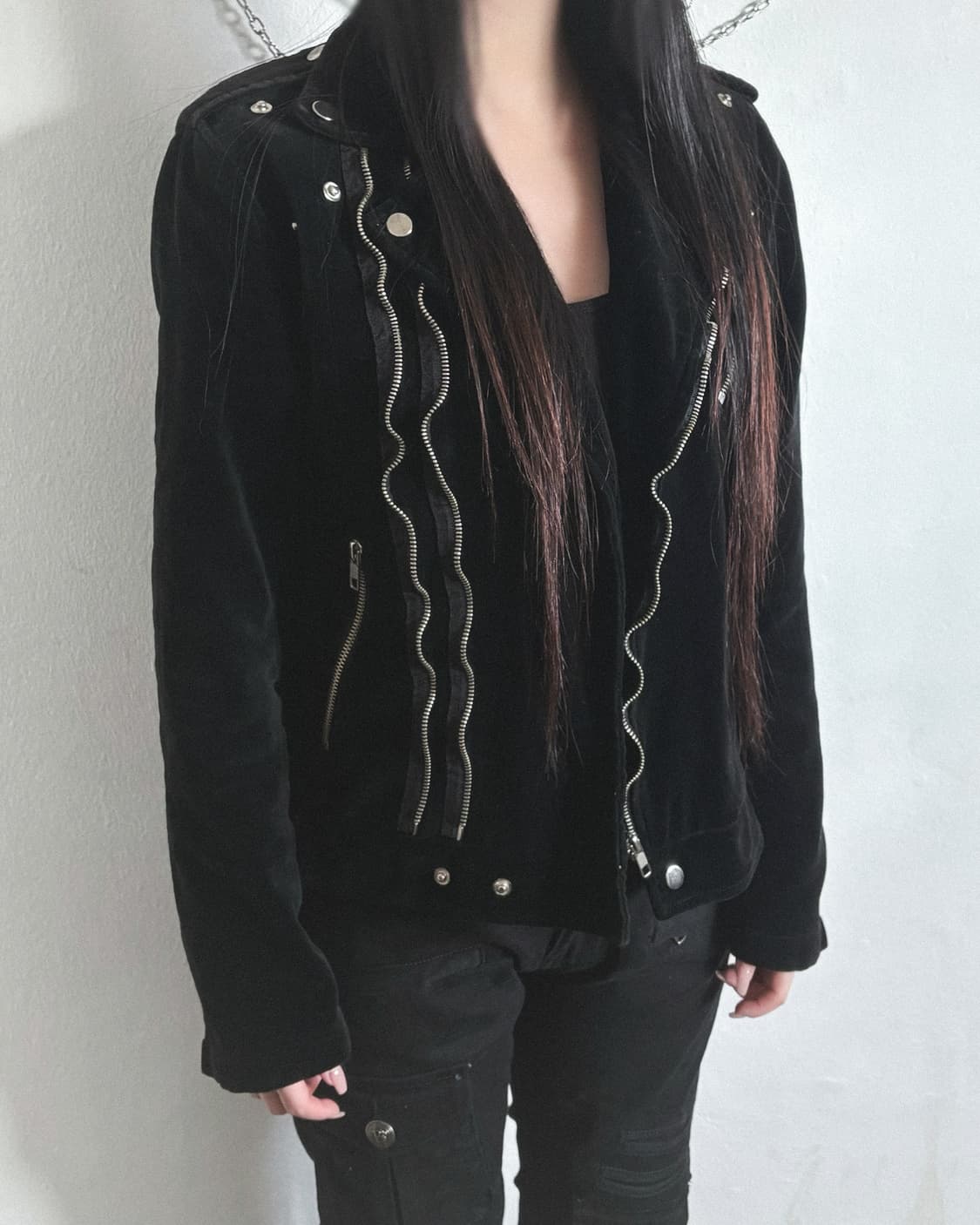 JPN VTG 프리슈렁크 더블지퍼 벨벳 라이더자켓 상품이미지4