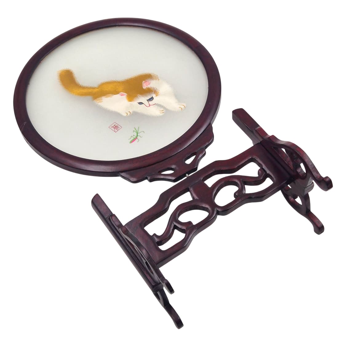 70s 쑤저우 오리엔탈 자수 고양이 우드 장식 상품이미지4