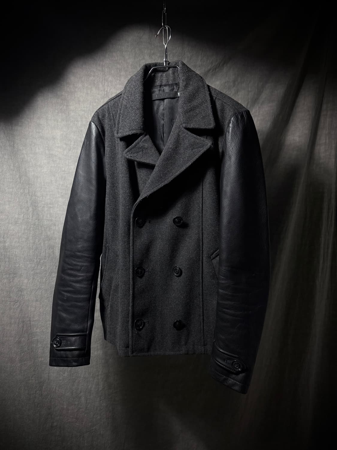 FUGA Wool Leather Hybrid Pea Jacket  상품이미지2