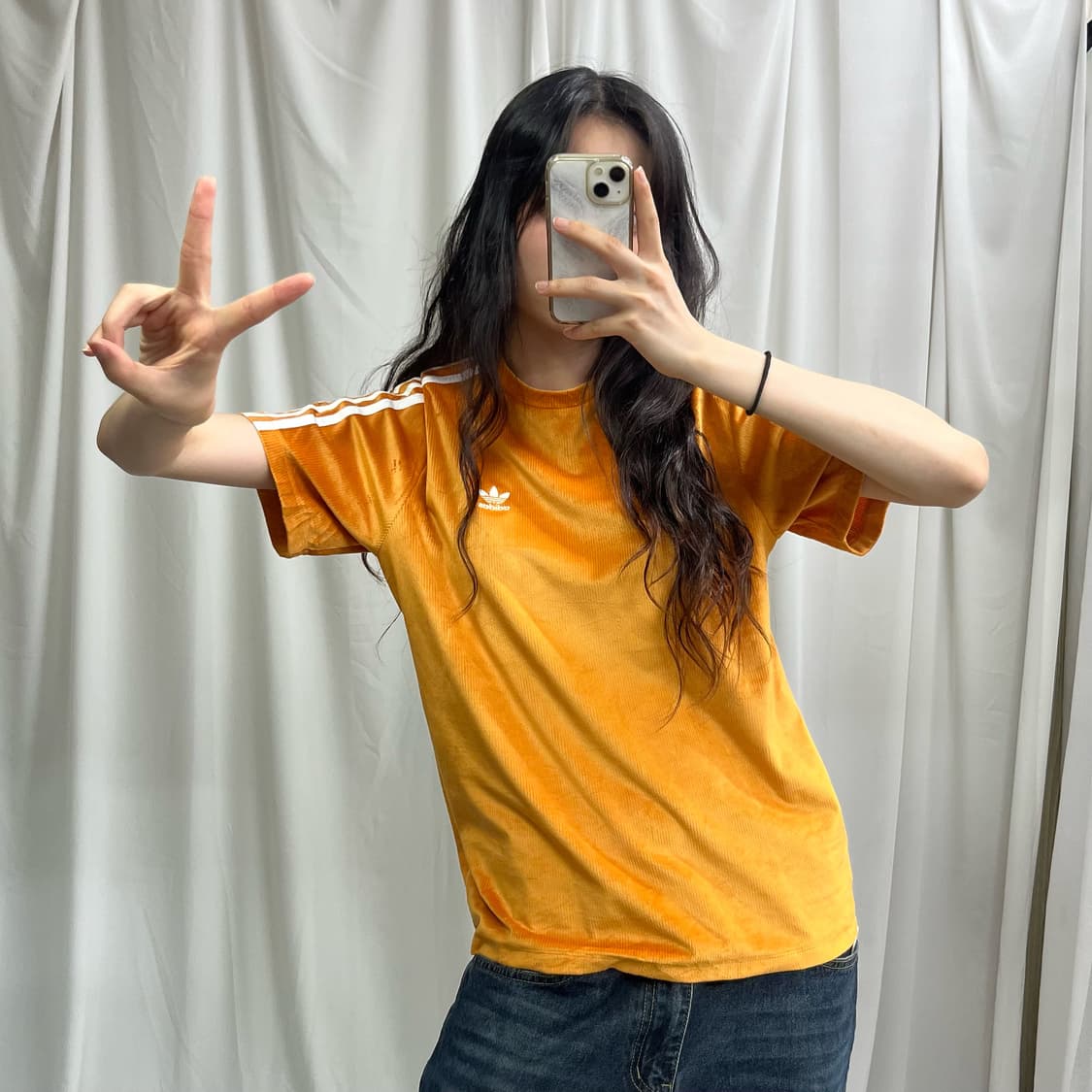 Adidas firebird orange velvet T-shirts 상품이미지2