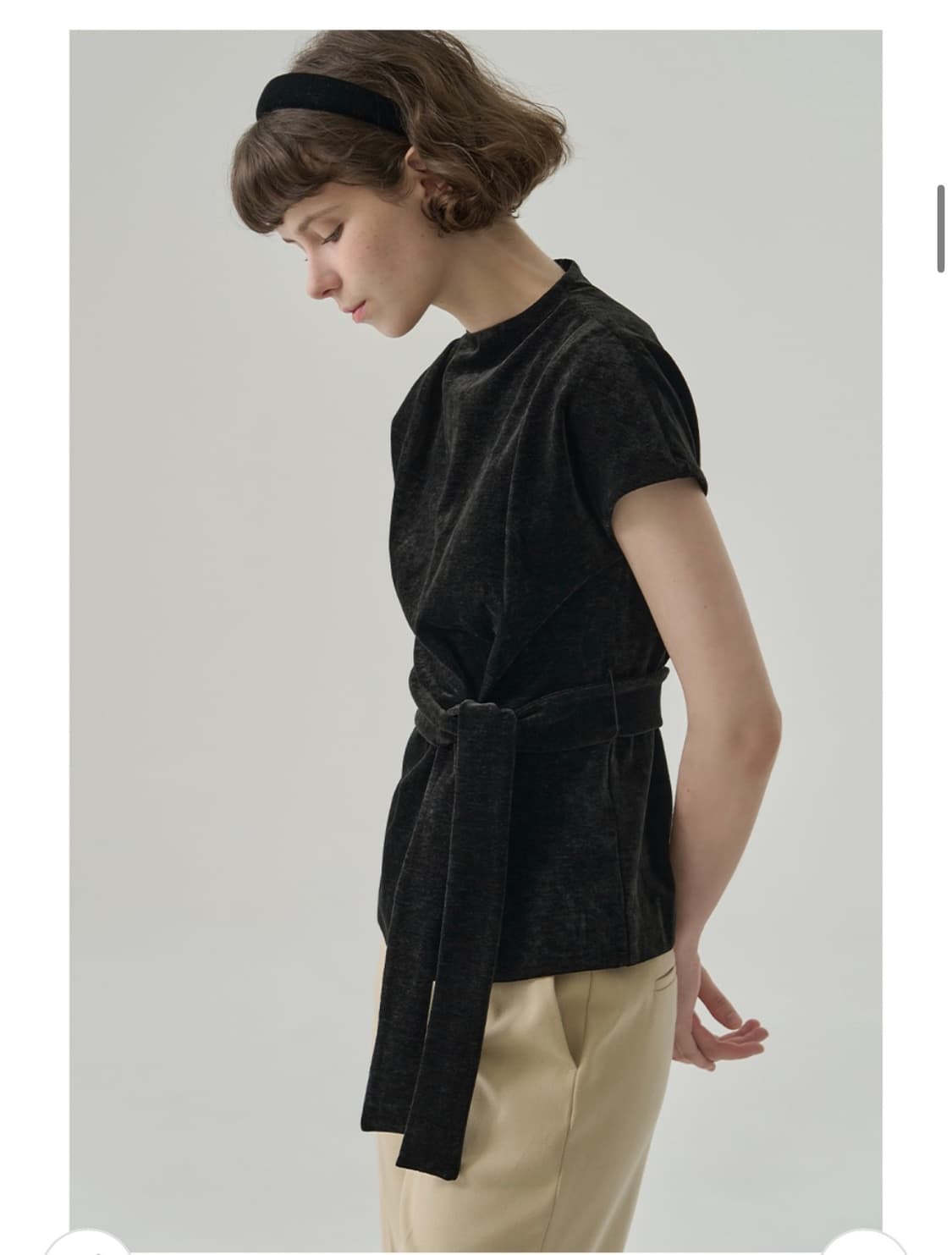 (새상품)(S) 드로우핏 우먼 딜리아 턱 벨벳 탑 [BLACK] 판매 상품이미지3