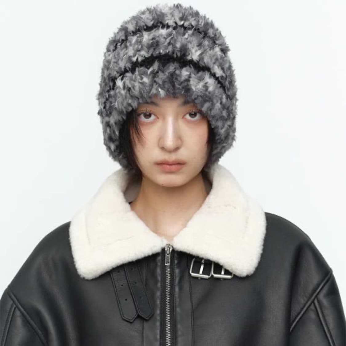 밀로 우먼 믹스 퍼 비니 차콜 상품이미지3