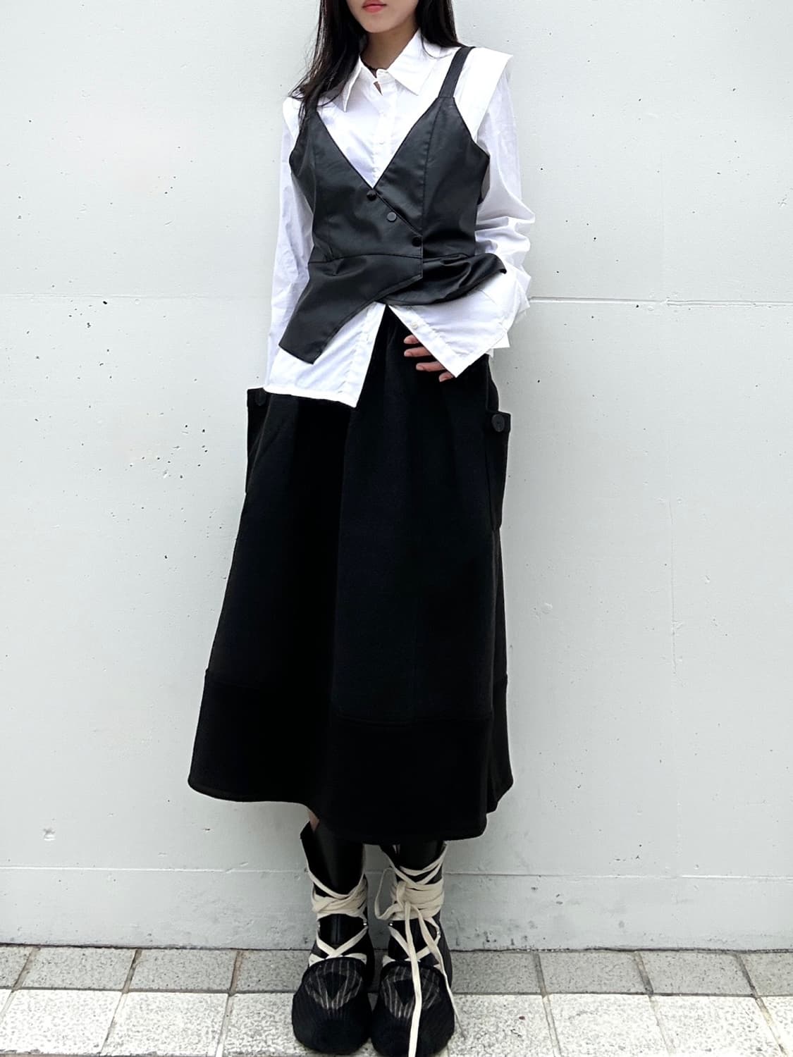 Hunt layered leather vest / black 상품이미지2