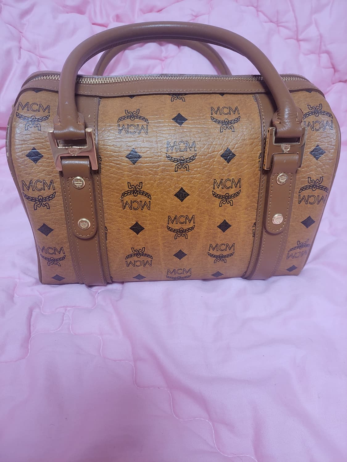 급처상태양호!MCM엠씨엠 비세토스 보스턴 토트백 레더가죽가방 루이비통st 상품이미지2