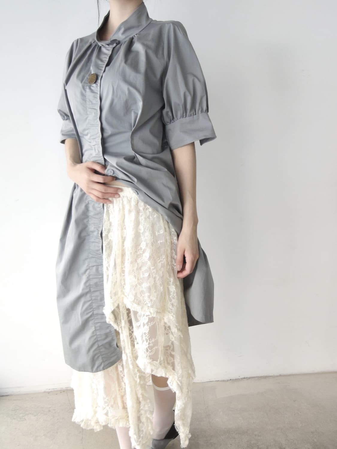 Lace unbalanced skirt / ivory 상품이미지7