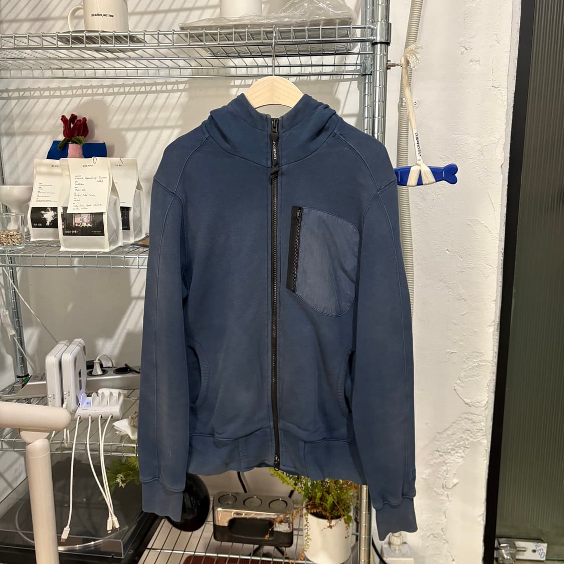 씨피컴퍼니 우븐 포켓 고글 집업 후디 상품이미지1