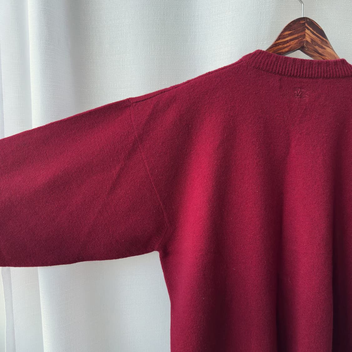 버버리 90s 골프맨 아가일 퓨어 램스울 니트 버건디 42사이즈 상품이미지8