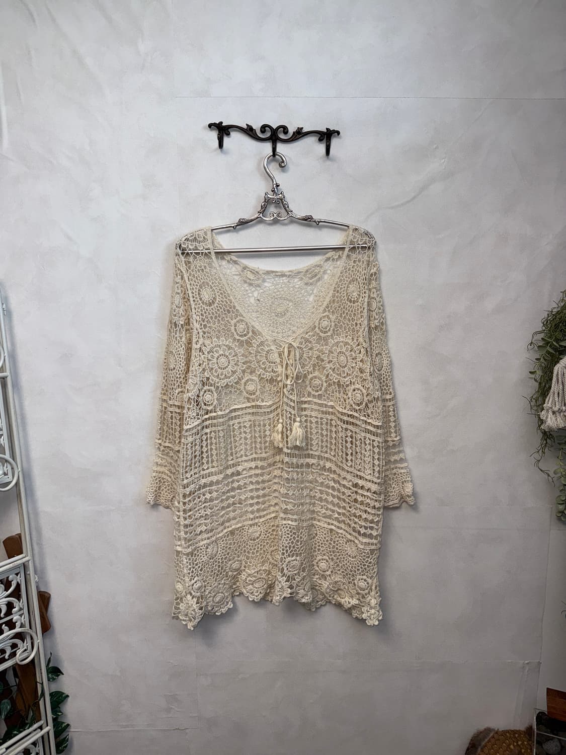 Ivory bohemian floral crochet loose knit 상품이미지4