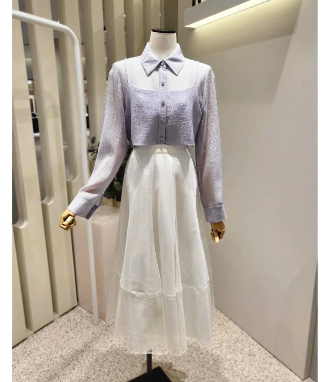 잇미샤 IT MICHAA 오간자 시스루 블라우스 라일락(55)   상품이미지1