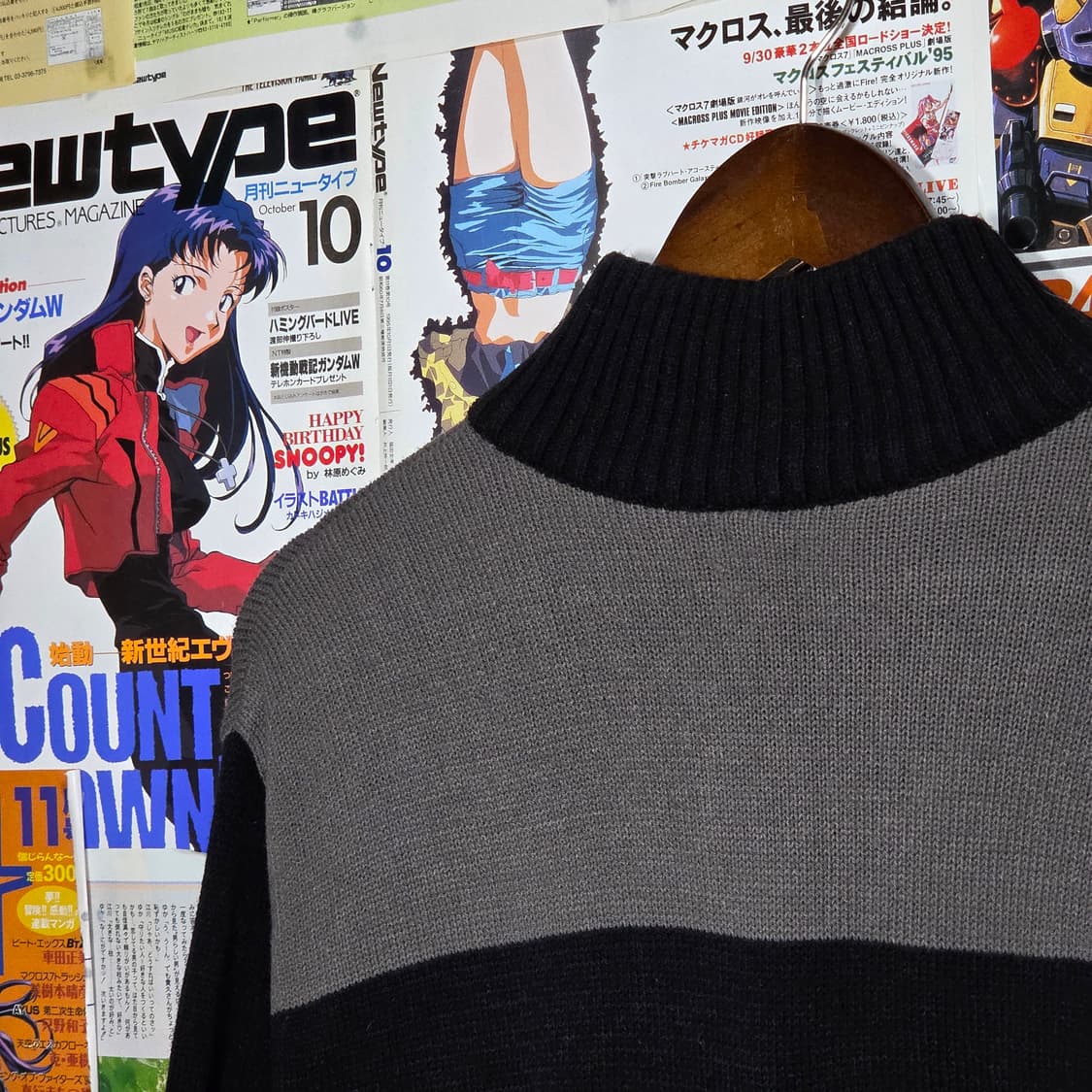 빈티지 펑크 해골 패턴 반집업 니트 상품이미지6