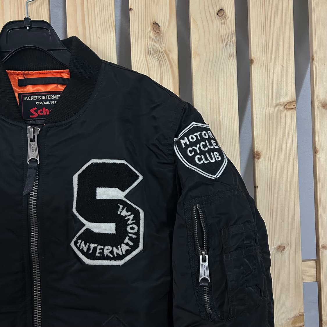 (S~M) Schott 쇼트 인터내셔널 블랙 봄버 자켓 상품이미지2