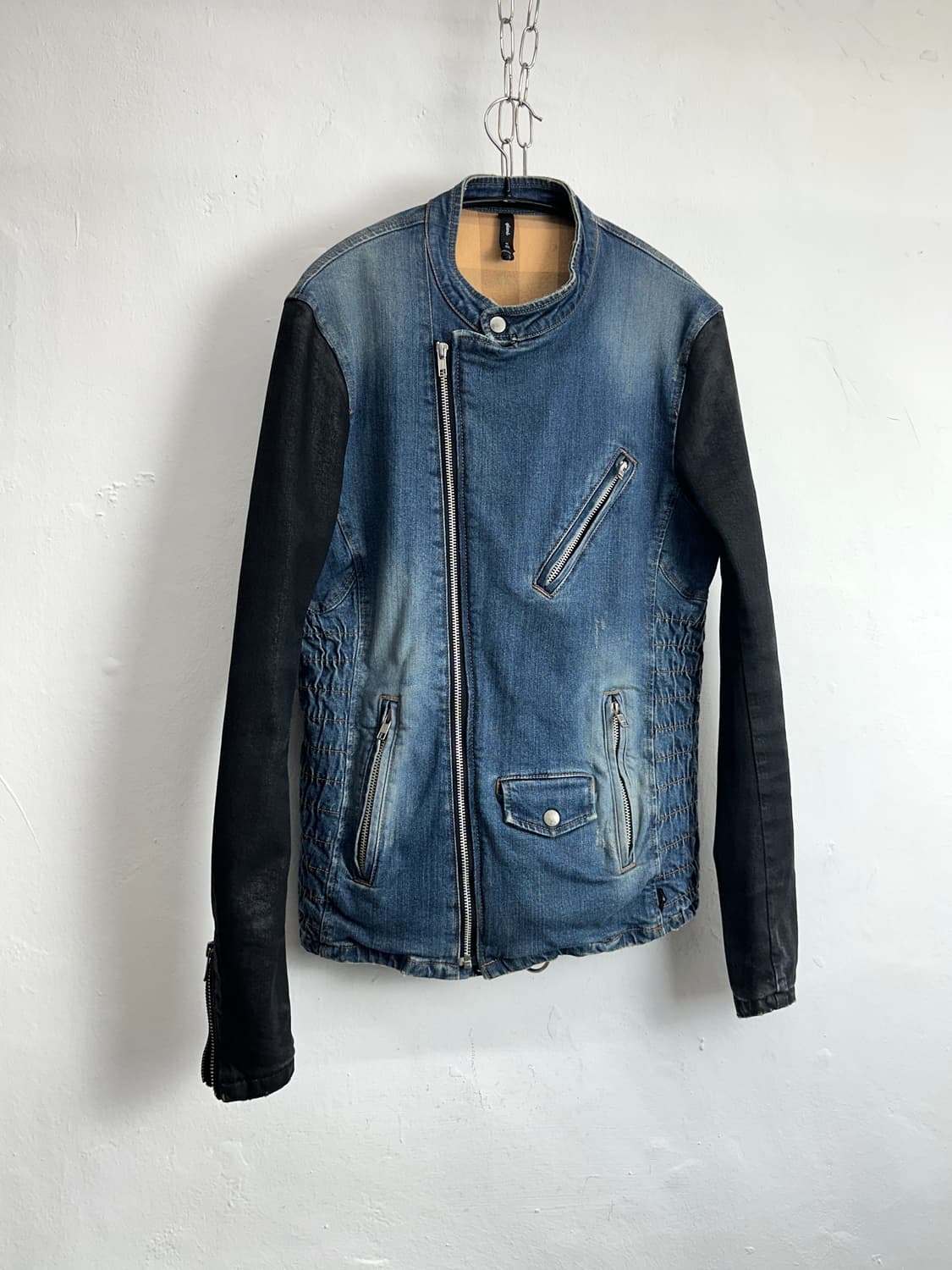 Glamb Waxed Sleeve Denim Rider Jacket 상품이미지4