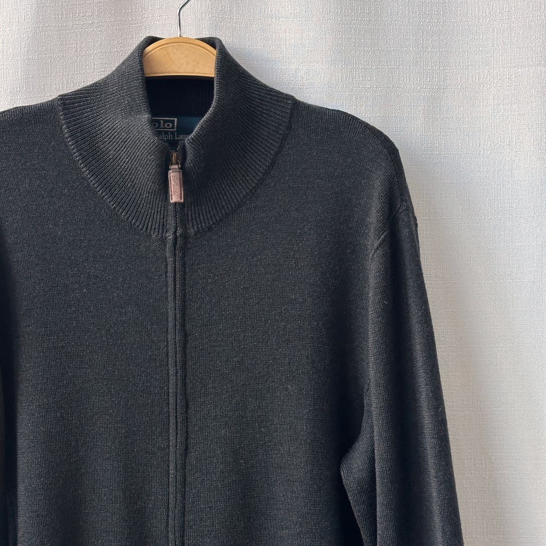 폴로 랄프로렌 투웨이 집업 메리노 울 니트 가디건 차콜 그레이 M 상품이미지2