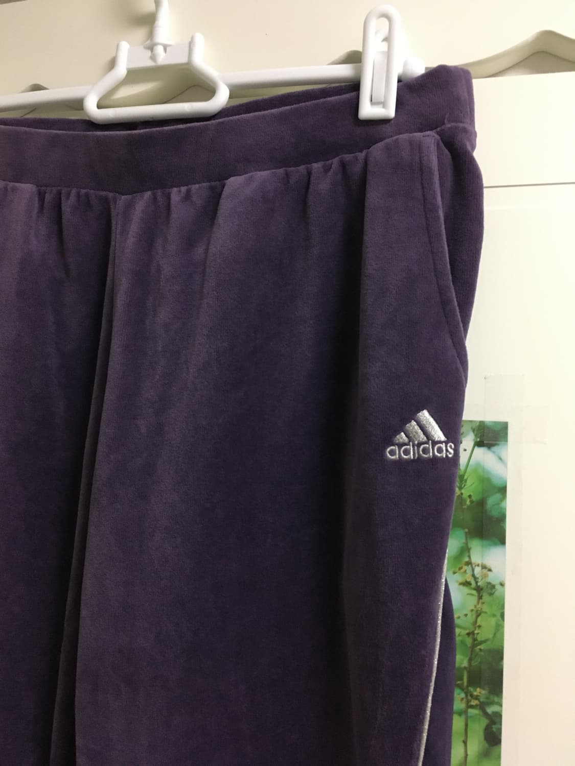 아디다스 희귀 벨루어 벨벳 보라 부츠컷 트레이닝바지 팬츠 상품이미지3