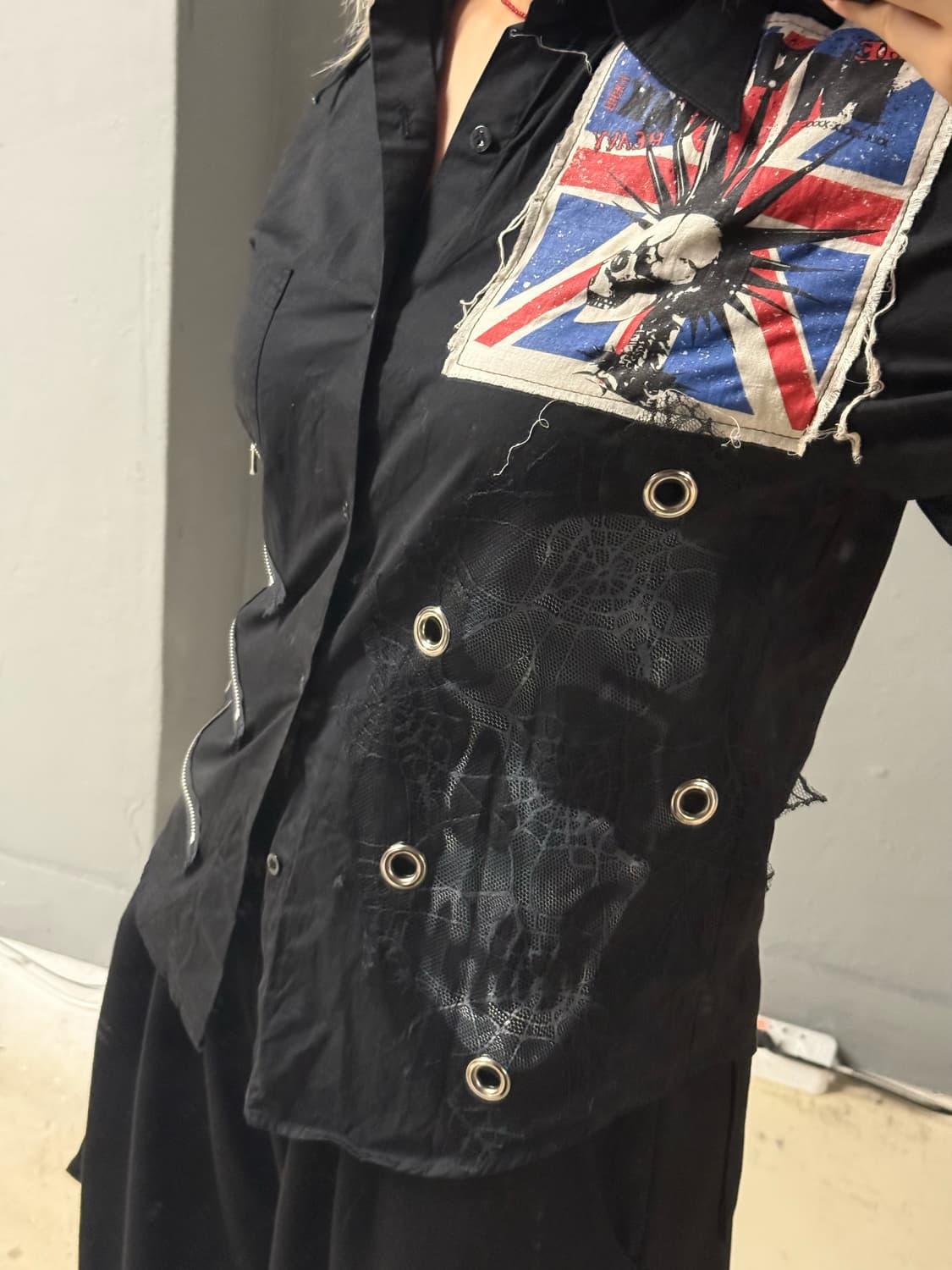 ACID Jazz men skull spider-web shirt  상품이미지4