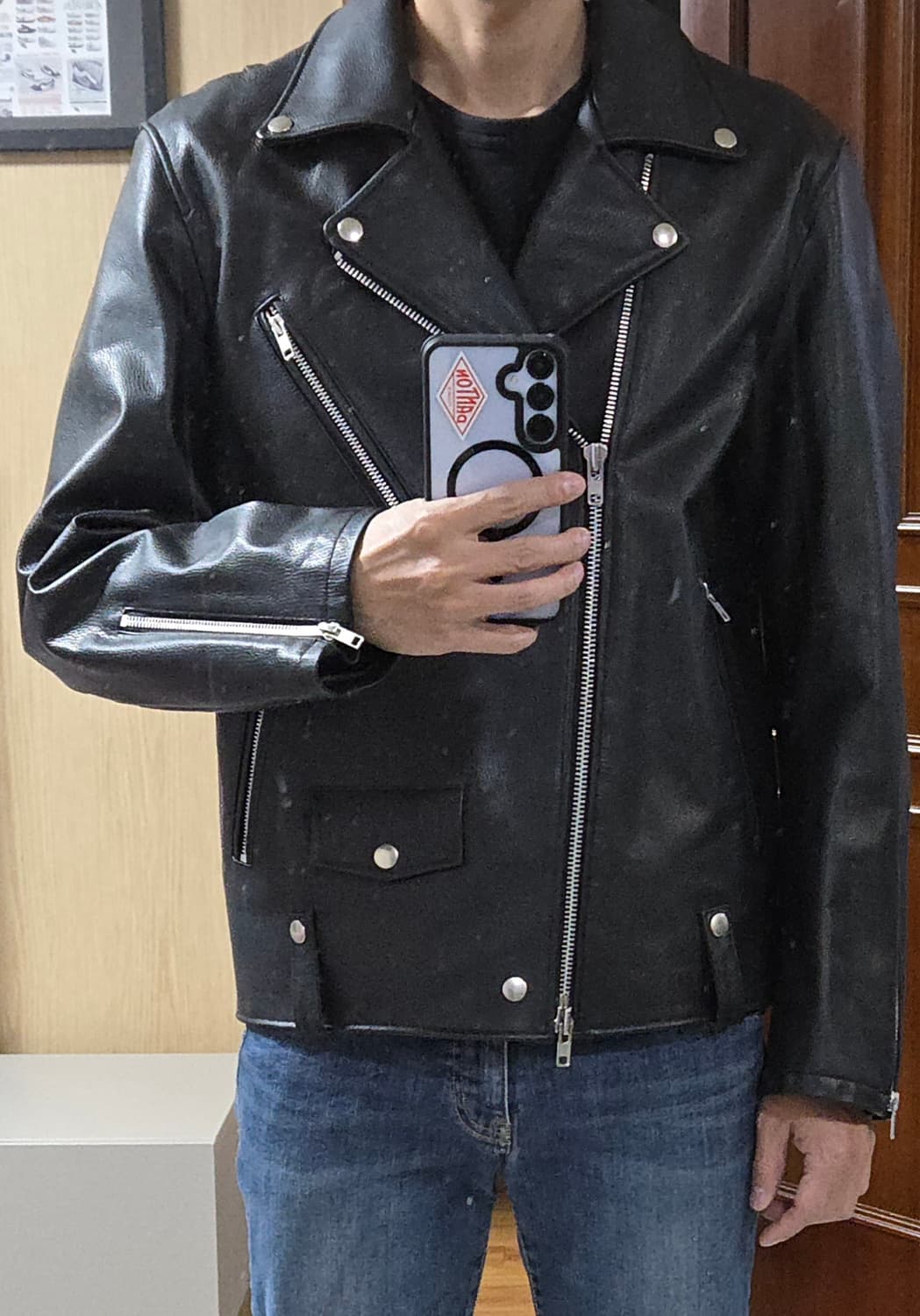 (착샷) 로파이 가죽자켓 바이커 소가죽 상품이미지10
