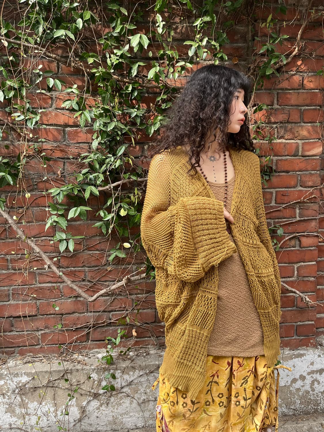보헤미안 히피 그물 니트 가디건 상품이미지2
