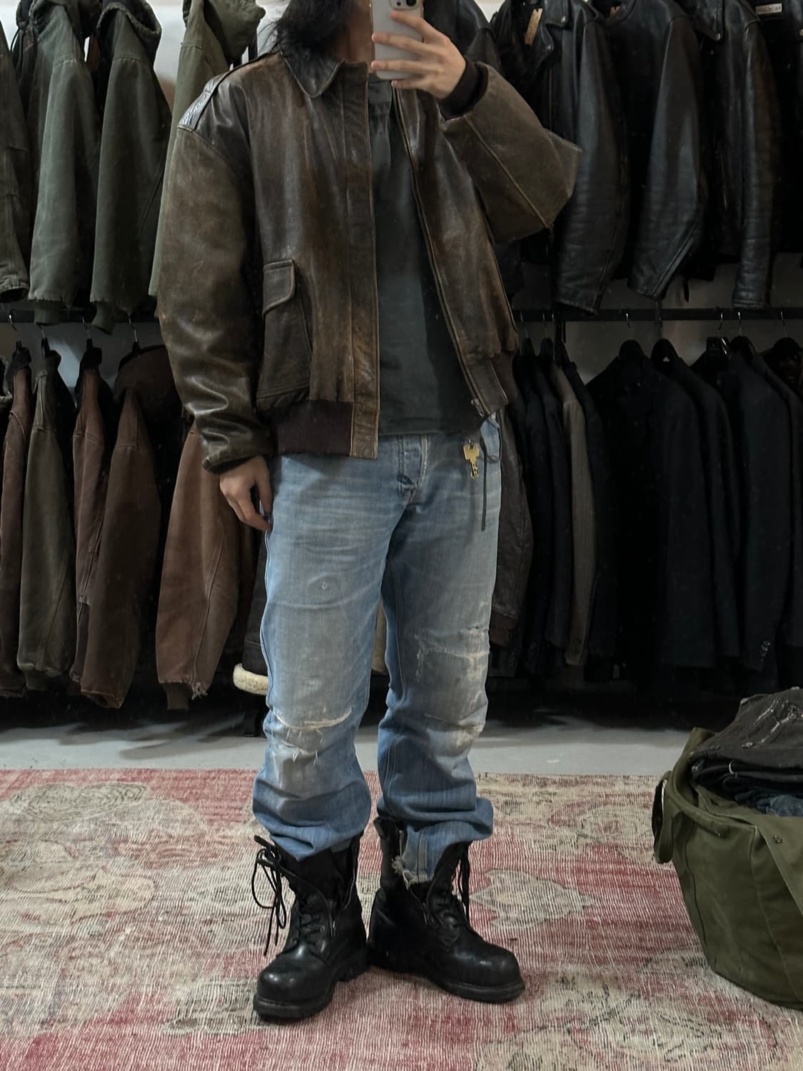 80's USA Made 엘엘빈 고트스킨 A2 봄버 자켓 상품이미지2