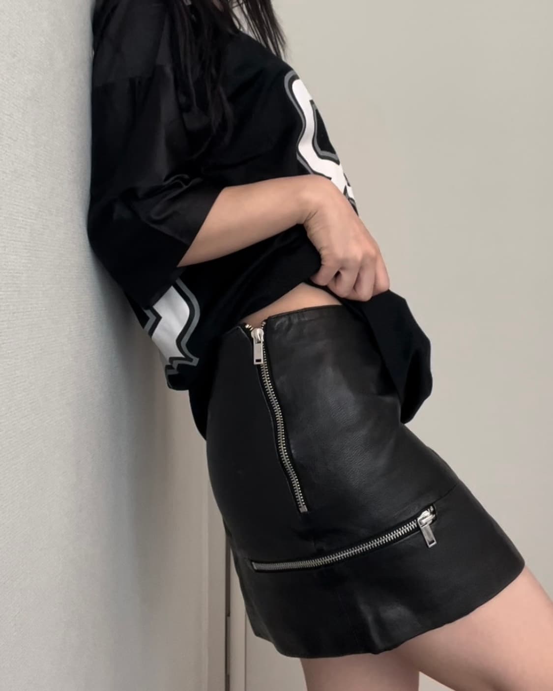 black leather zipper point SK 상품이미지1