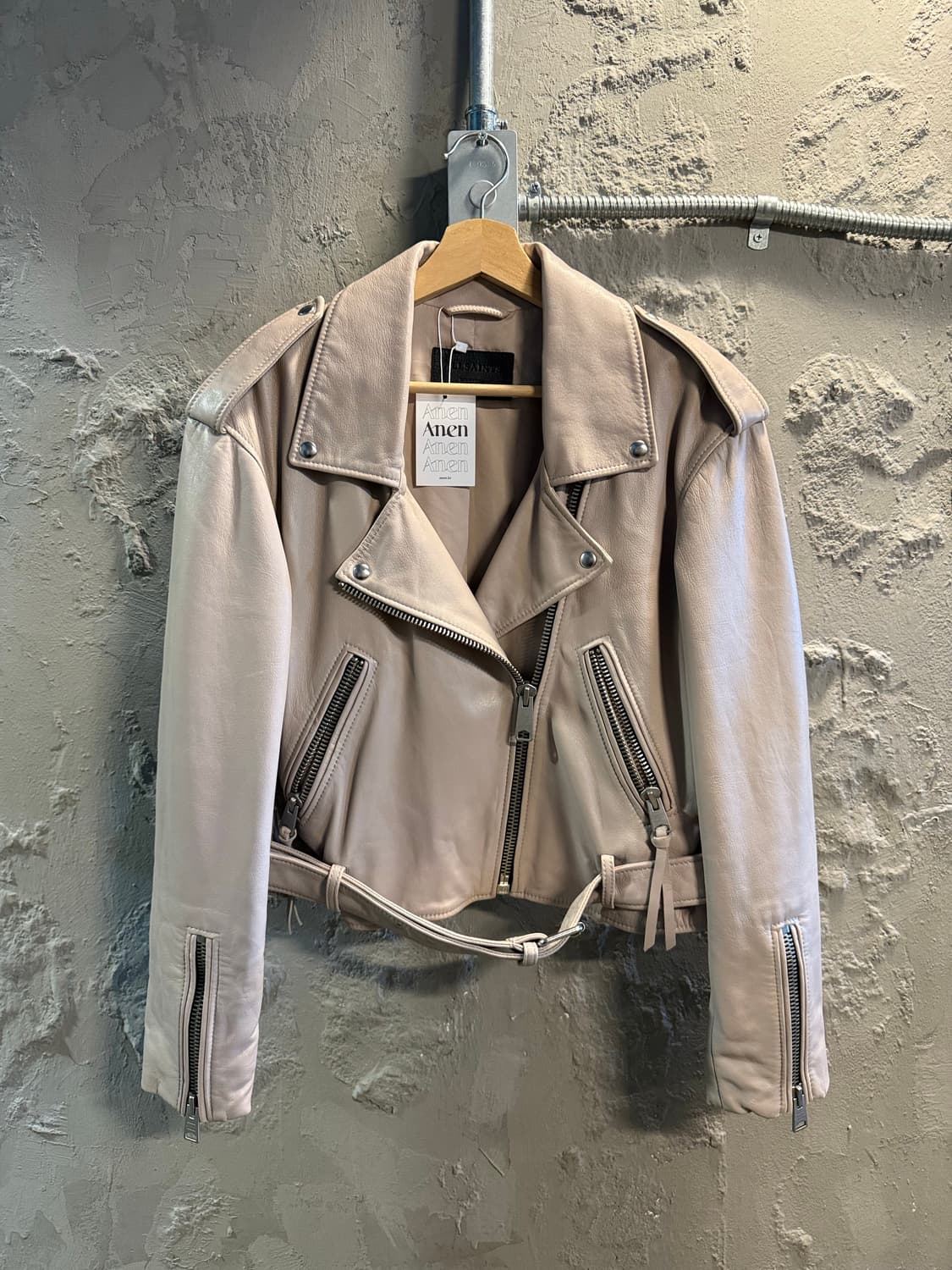 M 올세인츠 ALLSAINTS 앤더슨 바이커 레더 자켓 베이지 상품이미지1