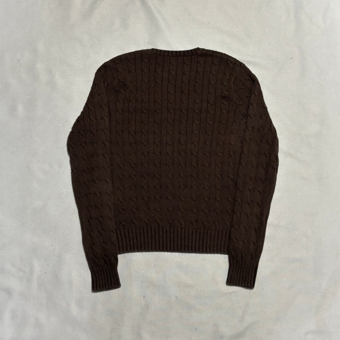 S 폴로랄프로렌 스카이블루 포니 브라운 브이넥 케이블 니트 상품이미지3