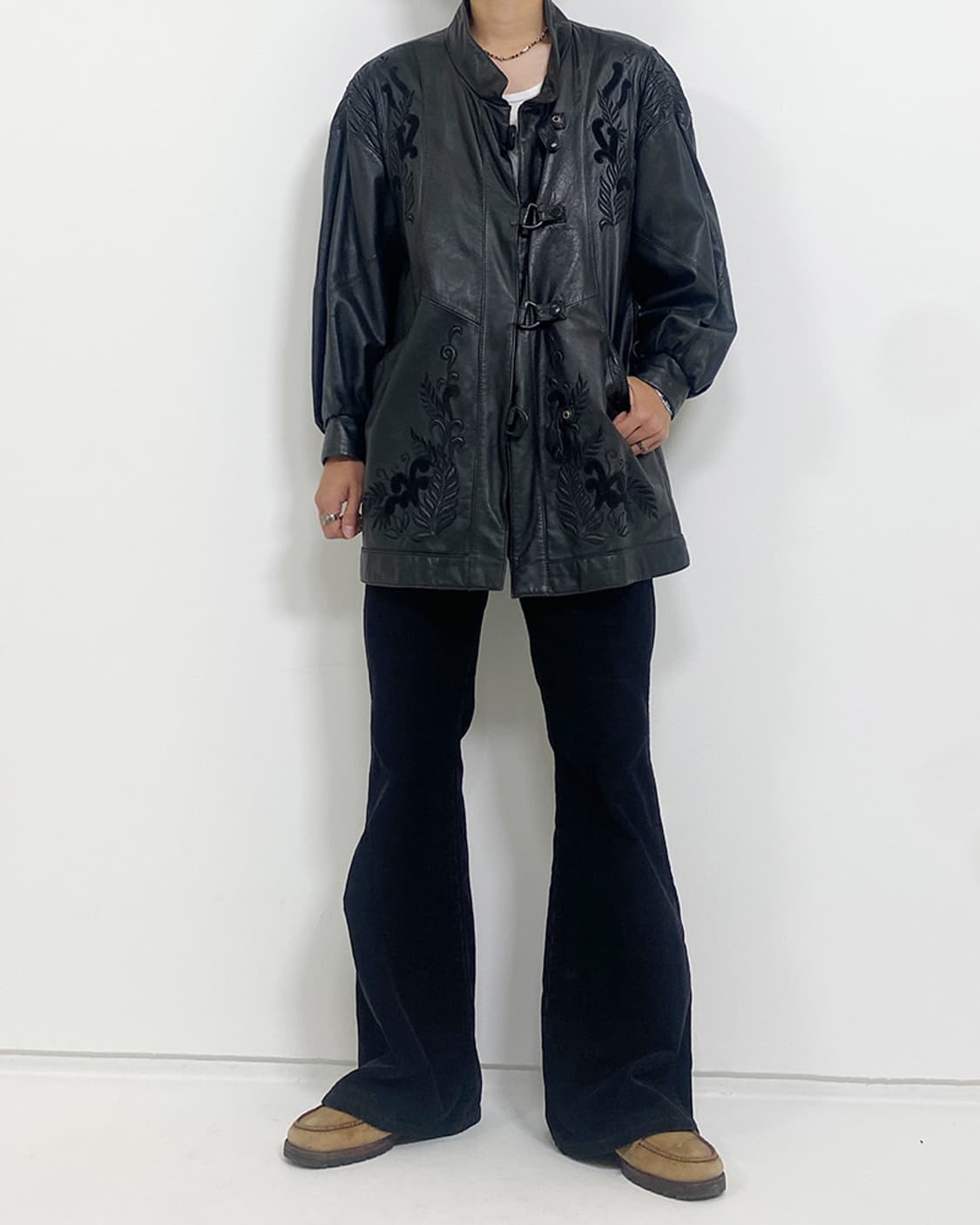 빈티지 램스킨 차이나 카라 가죽 자켓 상품이미지4