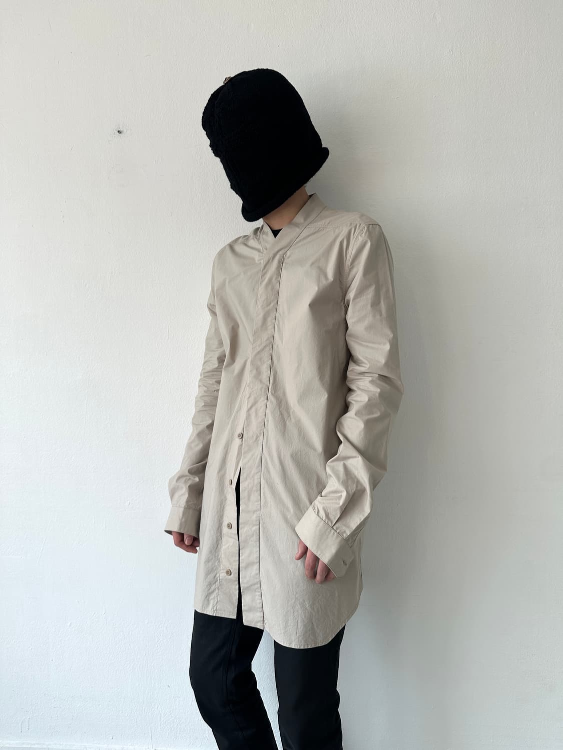 릭오웬스 FAUN 베이지 하이넥 셔츠 자켓 상품이미지1