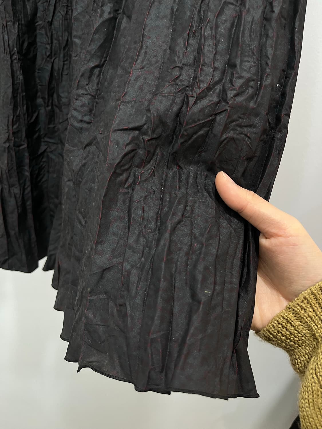 일본빈티지 고스룩 락펑크 블랙버건디 링클 롱스커트 상품이미지5