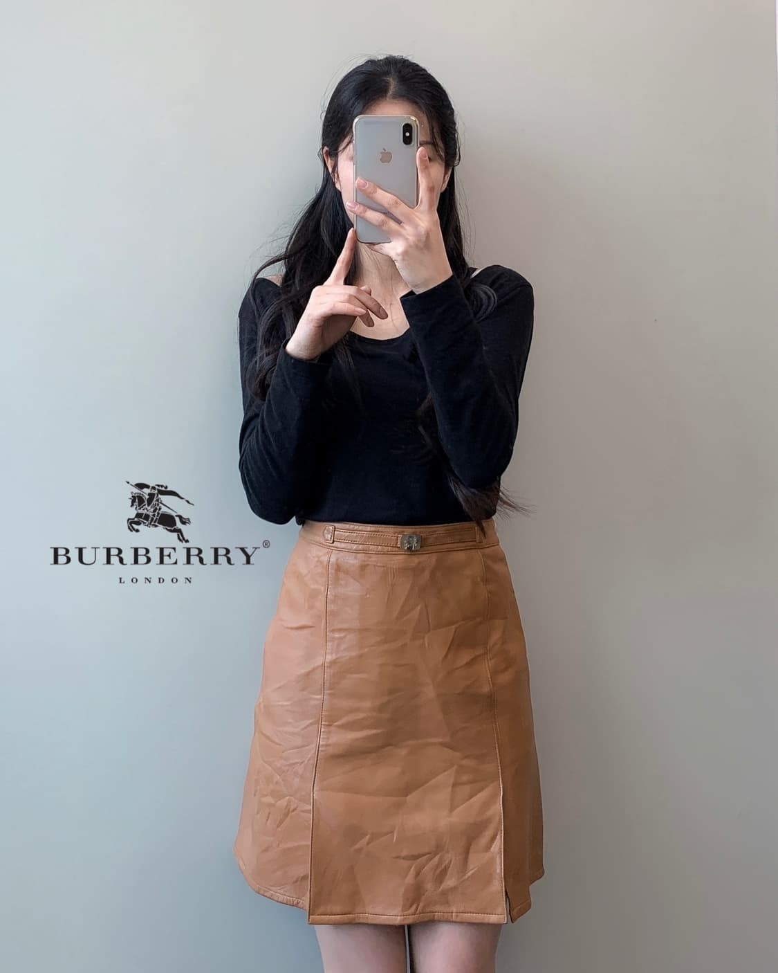 버버리 블루라벨 레더 스커트  상품이미지3