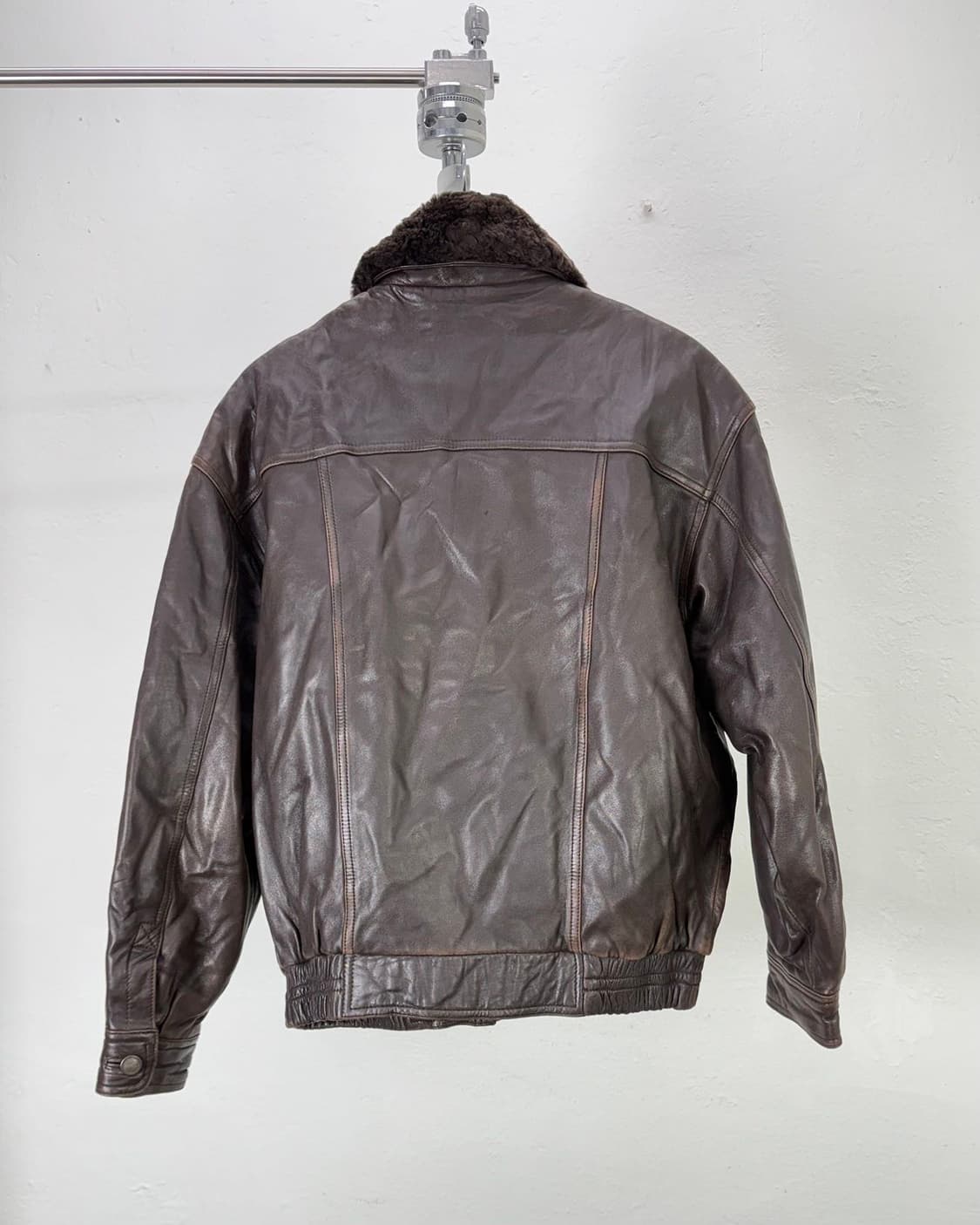 이브 생로랑 뿌르 옴므 브라운 램스킨 퍼 카라 파일럿 봄버 자켓 상품이미지6