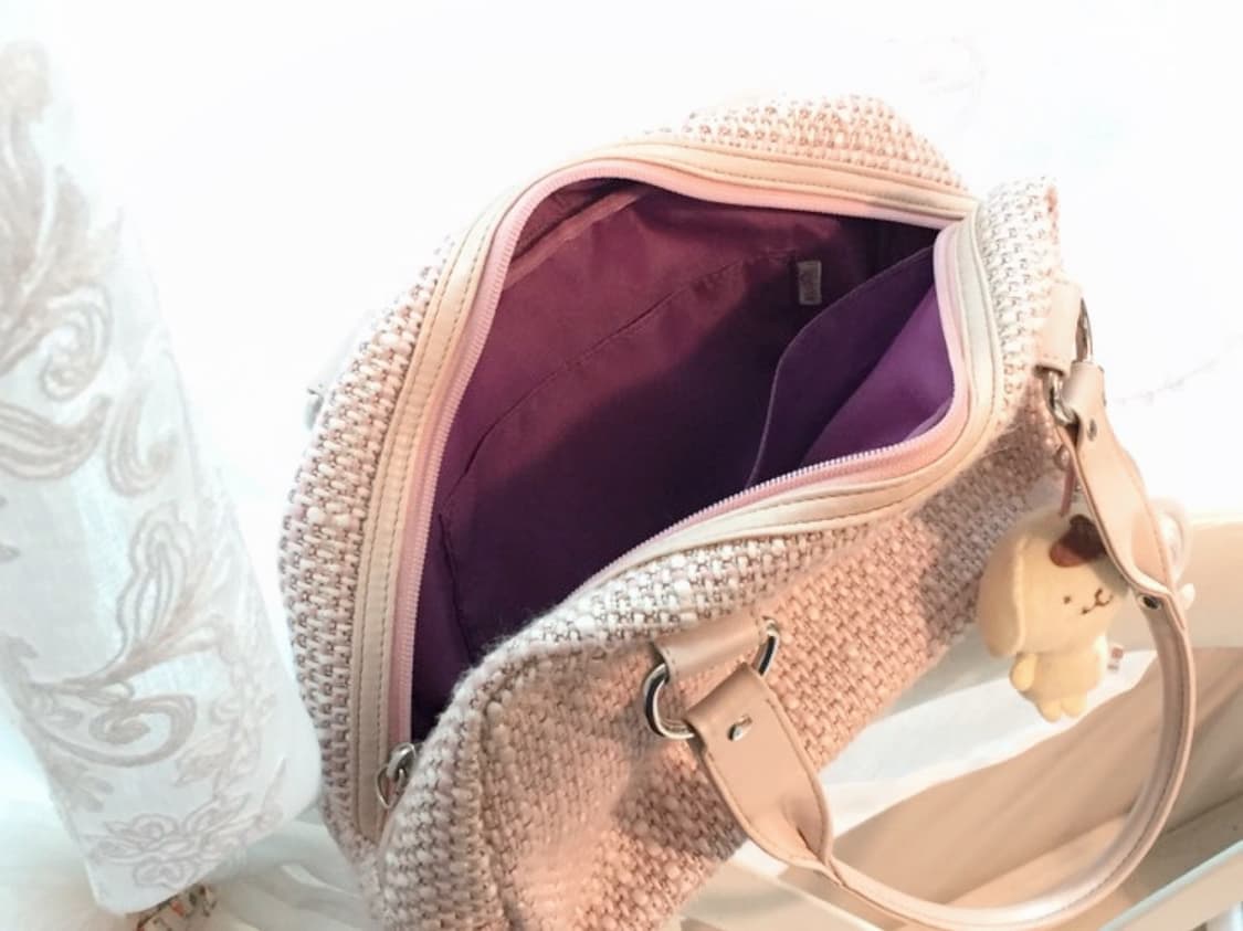 𝄞 음표키링 갸루 베이비핑크 트위드 토트백 상품이미지5