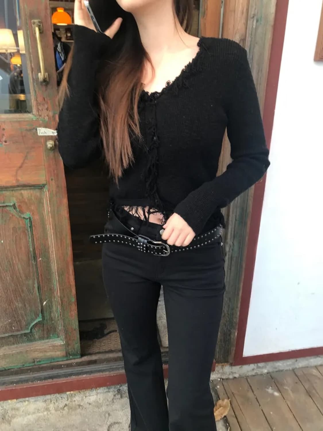 택ㅇ새제품) ootj 스터드 부츠컷 데님 팬츠 블랙 m 상품이미지2