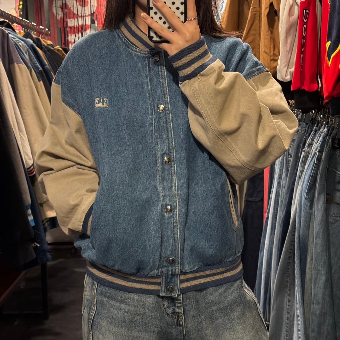 [IM] 빈티지 데님 바시티자켓 상품이미지1