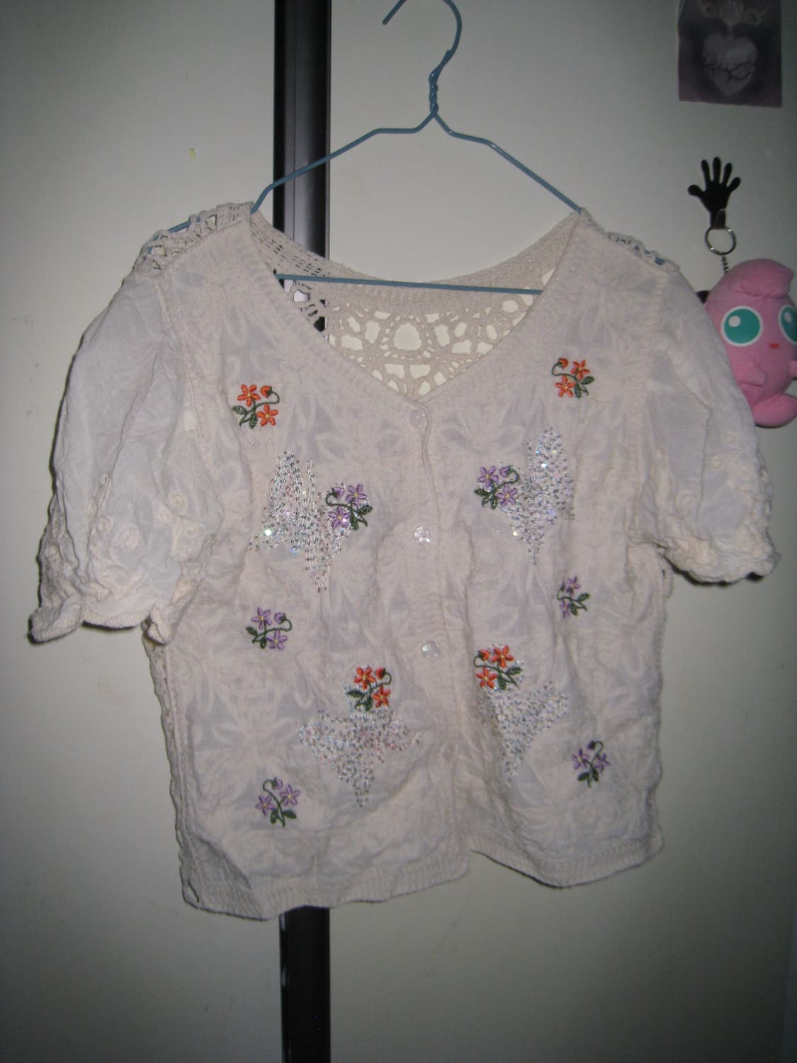 플라워 레이어드 모리걸 반팔 가디건 상품이미지1